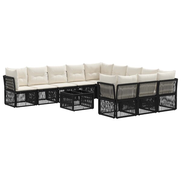 vidaXL Ensemble de canapé de jardin 12 pc Noir polyrotin