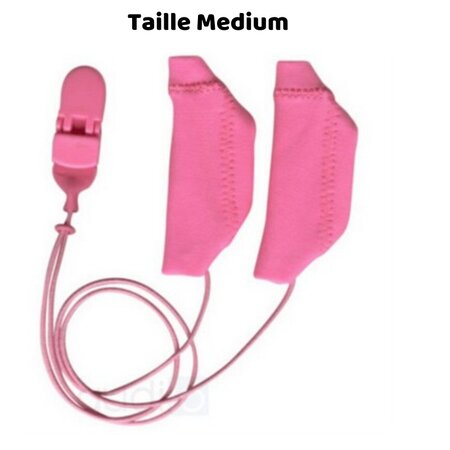 Housse duo de protection pour appareils auditifs taille m avec cordon  rose