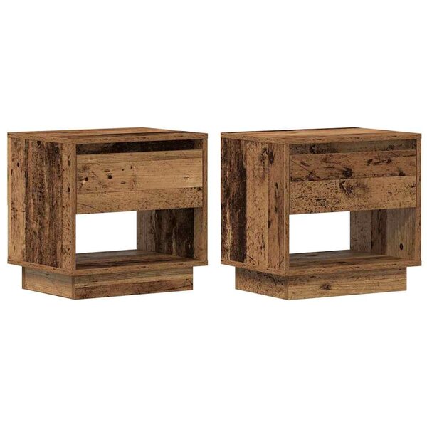 Table de chevet vidaXL 2 Pièces Bois ancien 45x34x45 cm Bois reconstitué