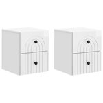 vidaXL Cabinet de chevet mural 2 pc Blanc brillant 33 x 34 5 x 40 cm
