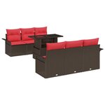 vidaXL Ensemble de canapé de jardin 7 pc 6 place Marron polyrotin