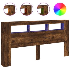 vidaXL Tête de lit à LED chêne fumé 200x18 5x103 5cm bois d'ingénierie