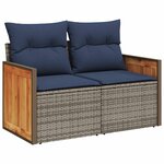 vidaXL Salon de jardin avec coussins 7 Pièces gris résine tressée acacia
