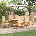 vidaXL Ensemble de salle à manger pour jardin Pliant 7 Pièces Beige