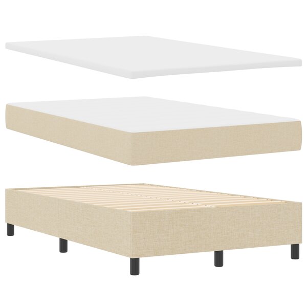 vidaXL Lit à ressorts avec matelas et banc crème 120x200 cm en tissu