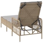 vidaXL Chaise longue Beige et gris clair Rattan PE 157 x 55 x 92 cm