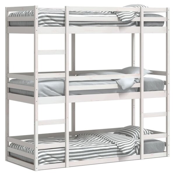 vidaXL Lit superposé triple sans matelas 90x190 cm bois de pin massif