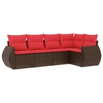 vidaXL Salon de jardin avec coussins 5 Pièces marron résine tressée