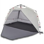 vidaXL Tente de plage 3 personnes gris libération rapide imperméable