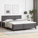 vidaXL Cadre de lit avec matelas Gris 180 x 200 cm Faux cuir