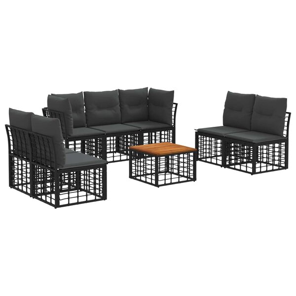 vidaXL Ensemble de canapés d'extérieur 8 pc Noir et Gris foncé