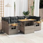 vidaXL Salon de jardin avec coussins 7 Pièces gris résine tressée acacia