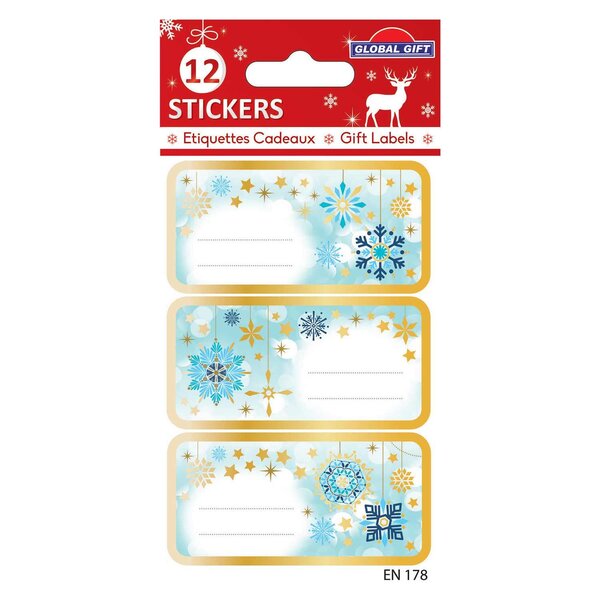 12 étiquettes adhésives de Noël - Flocons