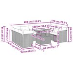 vidaXL Salon de jardin avec coussins 10 Pièces gris résine tressée