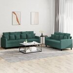 vidaXL Ensemble de canapés 2 Pièces avec coussins Vert foncé Velours