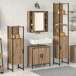vidaXL Ensemble de mobilier de salle de bain avec étagère 4 Pièces Marron