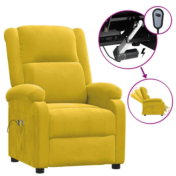 vidaXL Fauteuil électrique de massage Jaune Velours