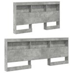 vidaXL Tête de lit de rangement Gris béton 135 cm Bois d'ingénierie