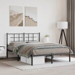 vidaXL Cadre de lit métal sans matelas avec tête de lit noir 140x190cm