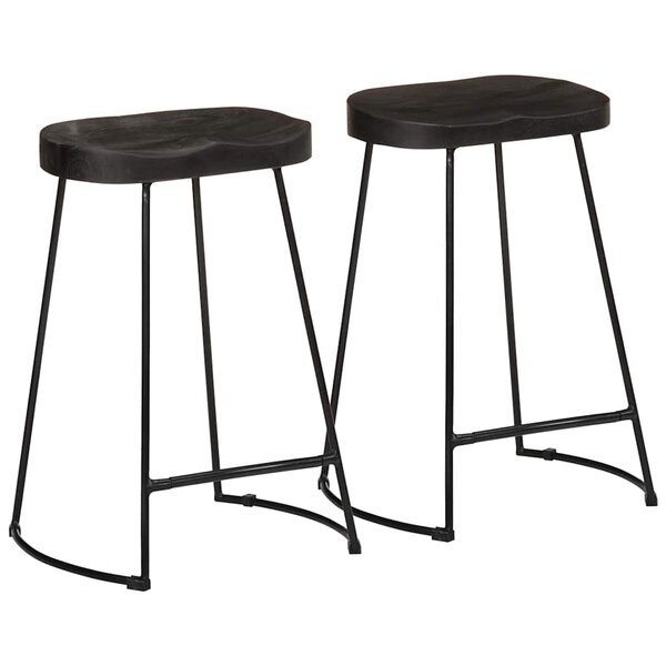 vidaXL Tabourets de bar lot de 2 noir 45x40x62 cm bois manguier massif