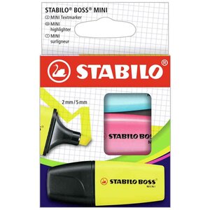 Surligneur boss mini  étui en carton de 3 stabilo