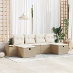 vidaXL Ensemble de Canapés de Jardin de 6 Pièces avec Coussins Beige Poly Rattan
