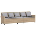 vidaXL Canapé de jardin avec coussins 5 places beige résine tressée