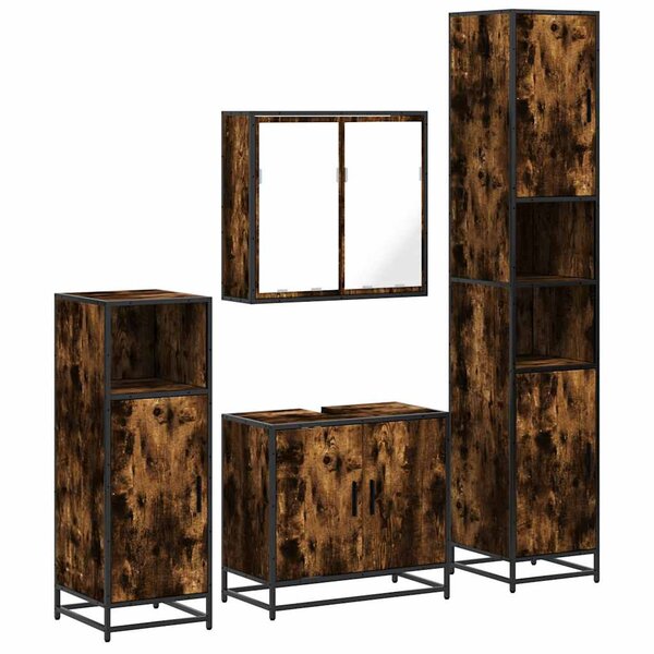 vidaXL Ensemble meubles salle de bain 4 Pièces chêne fumé bois ingénierie
