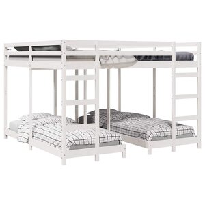vidaXL Cadre de lit superposé triple Blanc 200 x 200 cm Pin massif