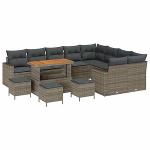vidaXL Ensemble de canapé de jardin 13 Pièces Gris polyrotin