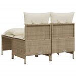 vidaXL Salon de jardin avec coussins 4 Pièces beige résine tressée