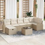vidaXL Ensemble de canapé de jardin 8 Pièces Beige Poly rotin