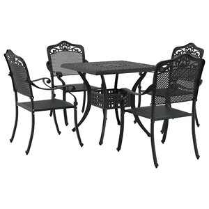 vidaXL Ensemble de tables de jardin 5 Pièces Noir Aluminium coulé
