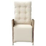 vidaXL Chaise inclinable de jardin et repose-pied beige résine tressée