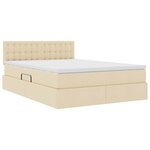 vidaXL Lit avec rangement et LED avec matelas Crème 140 x 200 cm tissu