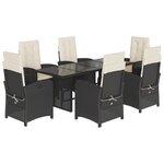vidaXL Ensemble à manger de jardin coussins 7Pièces Noir Résine tressée