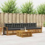 vidaXL Ensemble de canapés d'extérieur 5 Pièces Naturel et Anthracite