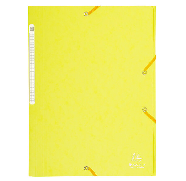 Chemise 3 rabats + elastique A4 cap 35 mm carte Jaune citron EXACOMPTA