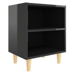 vidaXL Tables de chevet pieds en bois 2 Pièces Noir brillant 40x30x50 cm