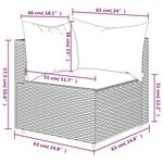 vidaXL Canapé d'angle de jardin avec coussins Noir Résine tressée