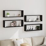 Étagères murales vidaXL 4 pièces Chêne Noir 80x15x26 cm Bois d'ingénierie