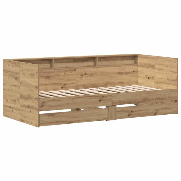 vidaXL Lit d'appoint Chêne artisanal 100 x 200 cm Bois d'ingénierie