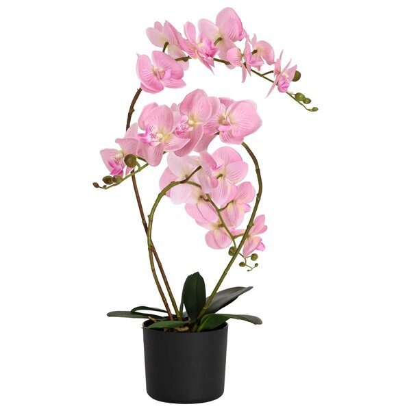 vidaXL Plante orchidée artificielle avec pot Rose 45 x 15 x 65 cm