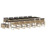 vidaXL Ensemble à manger de jardin et coussins 17 Pièces mélange beige