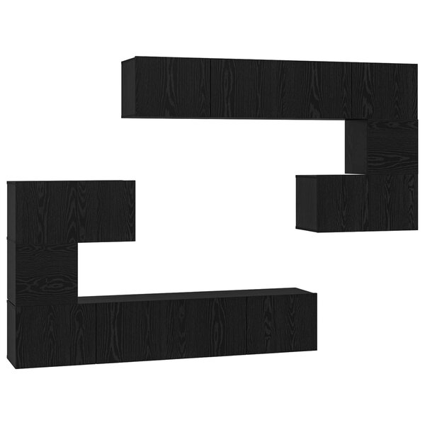 vidaXL Ensemble meuble TV 8 Pièces Chêne noir 80 x 30 x 30 cm