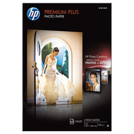 Papier photo brillant a3 blanc 280g premium plus pour jet d'encre - boîte de 20 feuilles (paquet 20 feuilles)