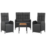 vidaXL Ensemble à manger de jardin 4 Pièces avec coussins noir