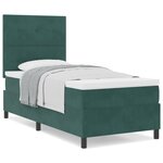 Lit à ressort vidaXL avec matelas vert foncé 100x200 cm en velours