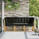 vidaXL Canapé d’extérieur milieu et coin avec coussin 3 Pièce Blanc