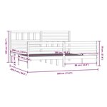 vidaXL Cadre de lit Blanc 180x200 cm Super King Bois massif